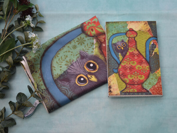 'Teapot Owls 1' - Tea Towel - Image 3