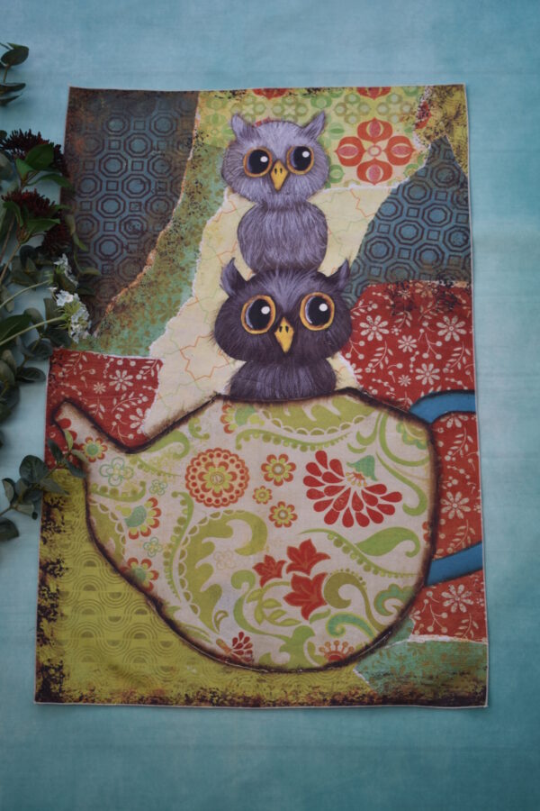 'Teapot Owls 2' - Tea Towel - Image 2