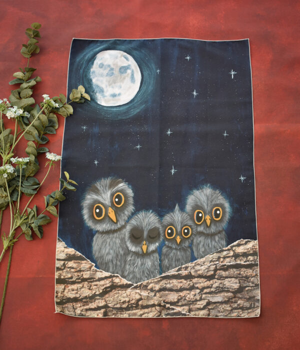 'Moon Owls' - Tea Towel - Image 2