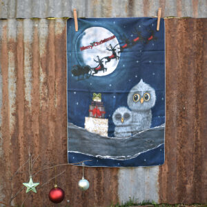 'Santa Owls' - Tea Towel