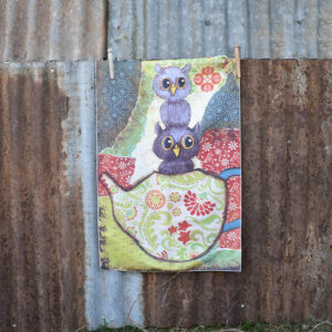 'Teapot Owls 2' - Tea Towel