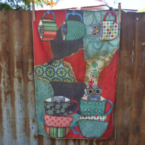 'Hanging Cup Owl' - Tea Towel