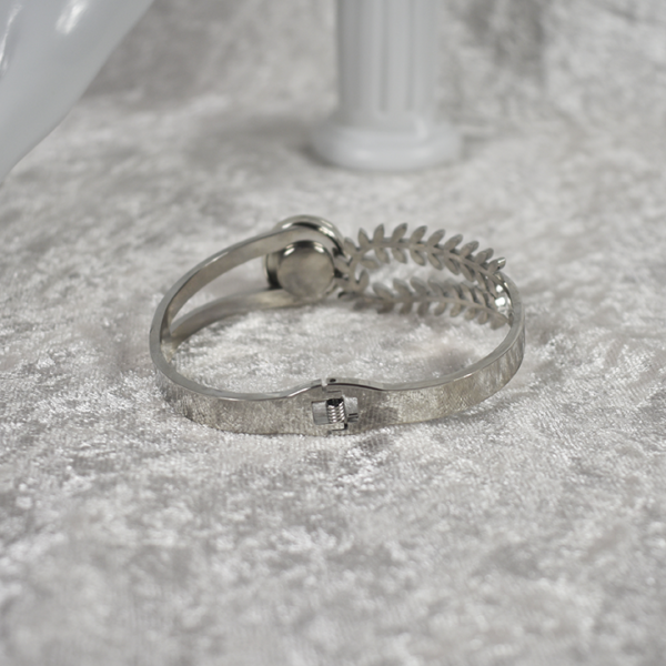 Stainless Steel Leaf Crystal Bracelet - Image 2