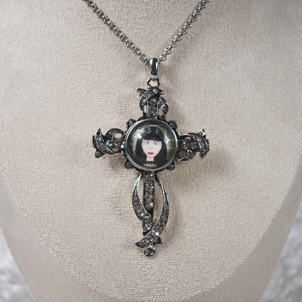 Gothic Diamonte Cross Necklace - Image 2