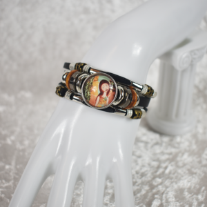 Leather Wooden Bead Bracelet