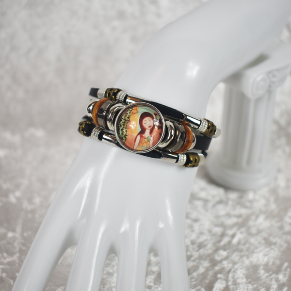 Leather Wooden Bead Bracelet