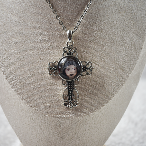 Silver Cross Diamonte Filigree Necklace - Image 2