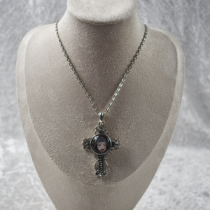 Silver Cross Diamonte Filigree Necklace